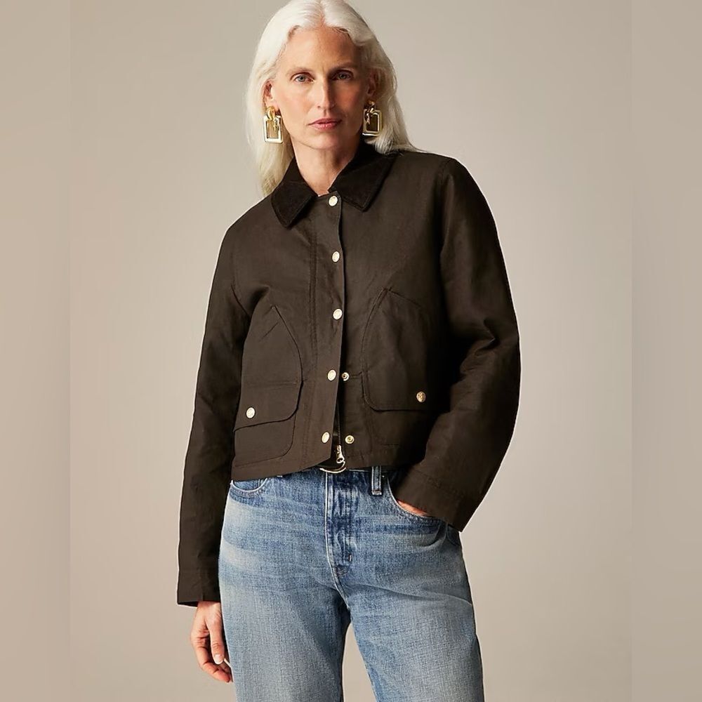 NWT J CREW Short Barn Jacket™ in English ripstop cotton in Mossy Brown - Picture 2 of 7
